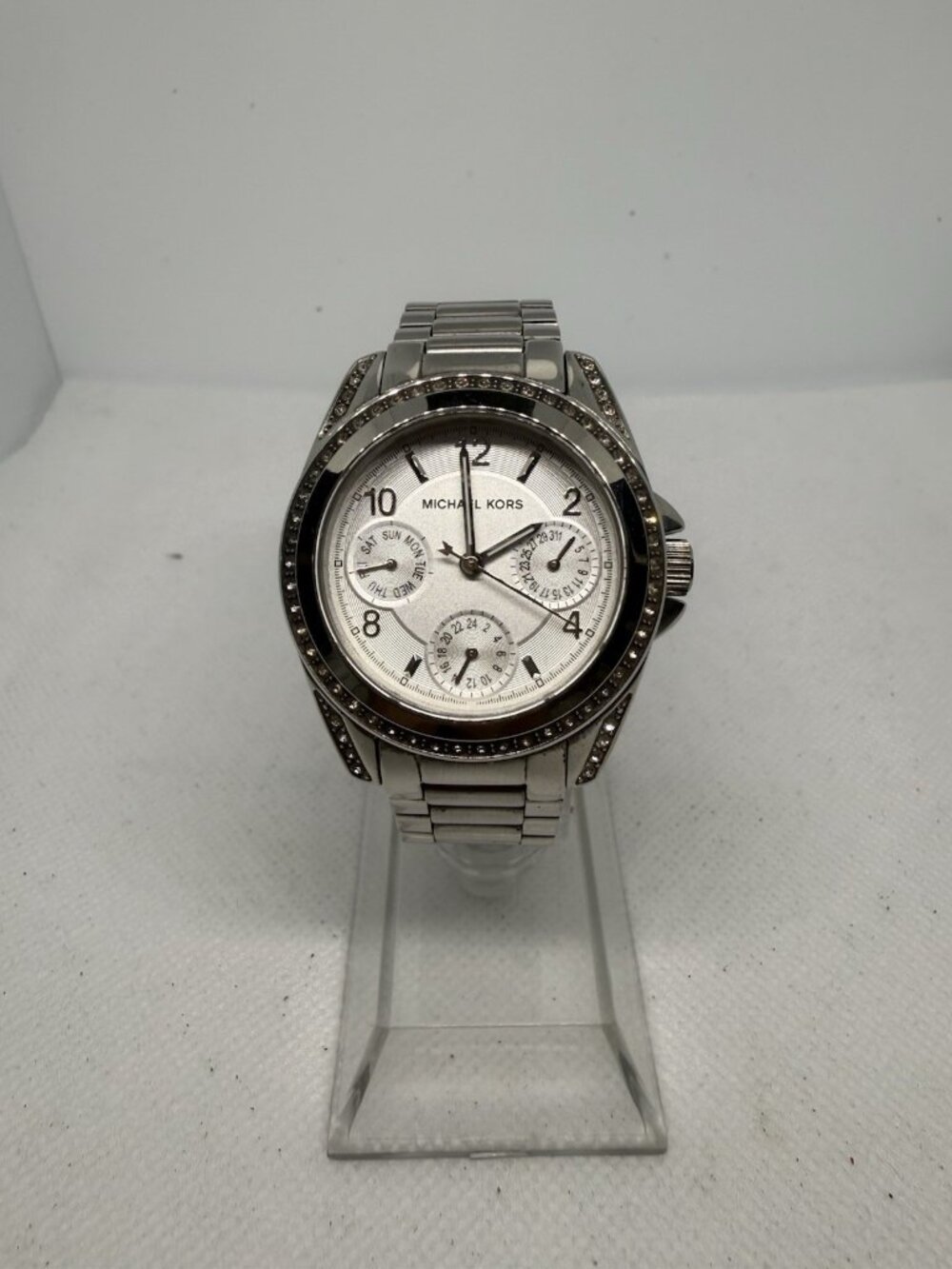 Michael Kors Blair MK5165 Womens Silver Steel White Dial Chronograph Watch 39mm